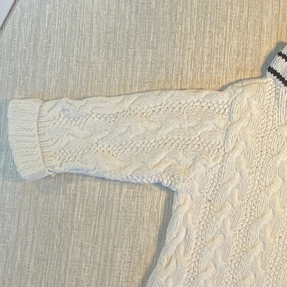 Ralph Lauren Baby White 100% Cotton V-Neck Cricket Sweater Size 0-6 Months